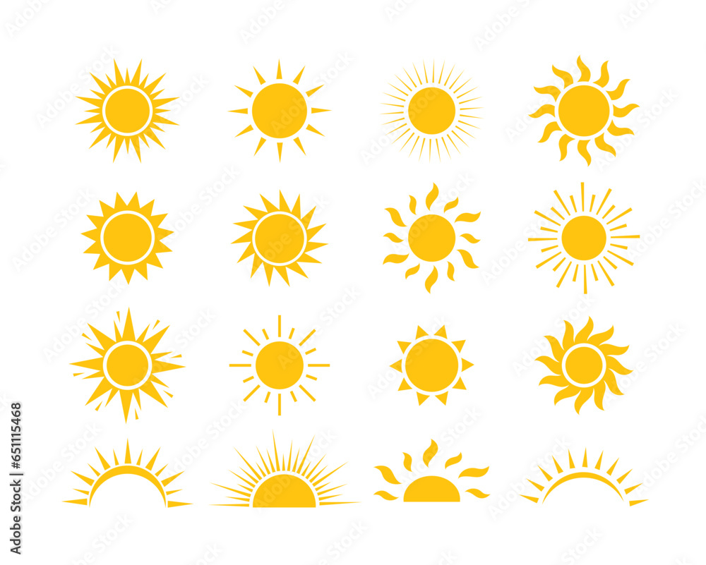 Sun icon. flat vector illustration set Sun icon. flat vector illustration set
