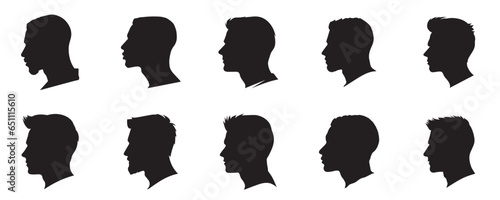 Silhouette of a man seen from the side collection, vector clip art