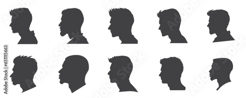Silhouette of a man seen from the side collection, vector clip art