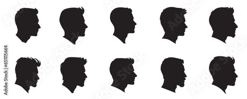 Silhouette of a man seen from the side collection, vector clip art
