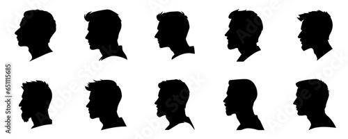 Silhouette of a man seen from the side collection, vector clip art