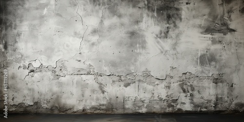 Black white grunge texture background. Concrete wall with rough plaster. Close - up. Banner. Wide