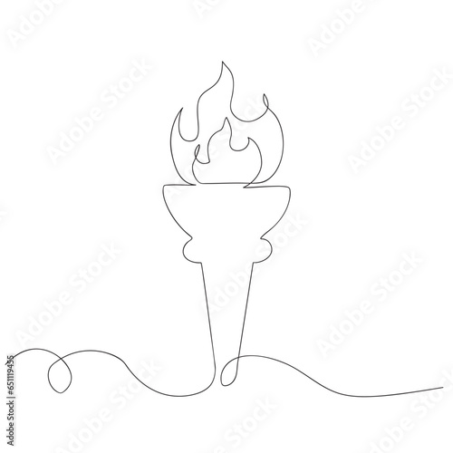 Olympic Torch symbol, continuous line drawing. Vector