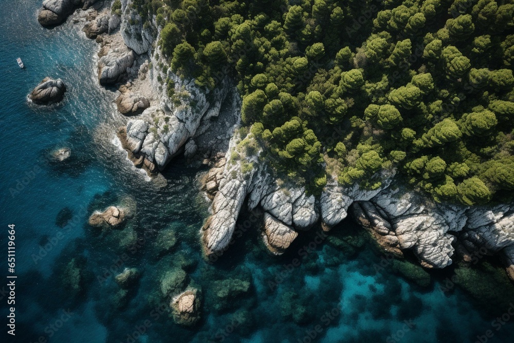 overhead perspective of islands in hvar, croatia. Generative AI