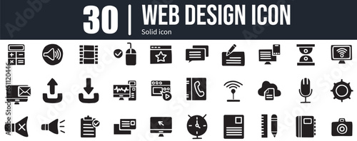 web design icon set, interface, solid icon