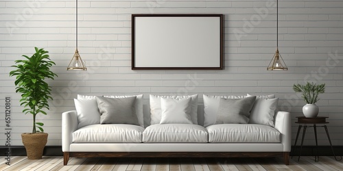 Blank wall interior mockup living room