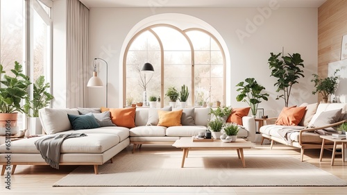 A_modern_living_room_with_Scandinavian_interior Generative AI © Alexey Fomin