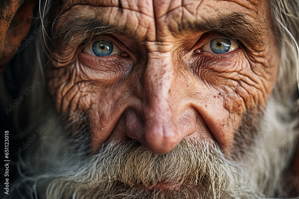 Close up generated ai picture of old elderly upset unhappy man with a wrinkled face living alone Close up generated ai picture of old elderly upset unhappy man with a wrinkled face living alone