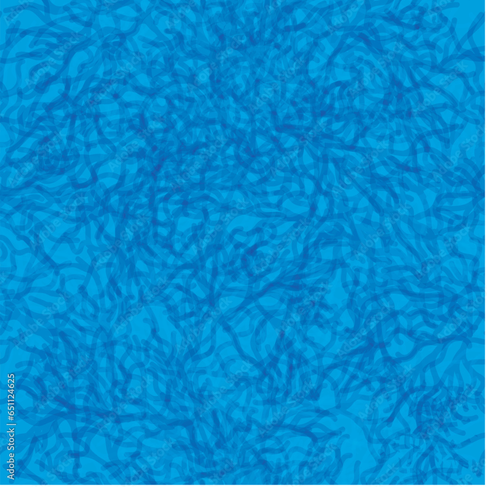 A seamless pattern featuring many intricate, tangled lines on a dark blue background. The lines intertwine and overlay, creating a visually captivating design. Vector graphic for fabric or background A seamless pattern featuring many intricate, tangled lines on a dark blue background. The lines intertwine and overlay, creating a visually captivating design. Vector graphic for fabric or background
