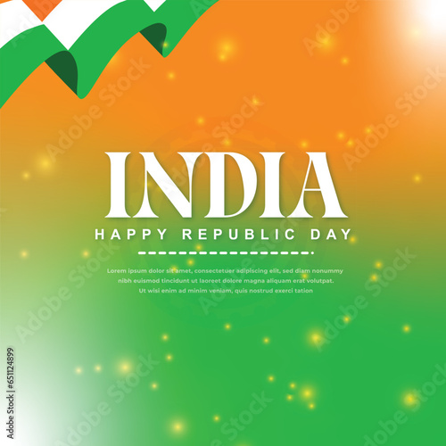 Indian happy republic day wishing or greeting card 
 gradient color background with tricolor post vector file