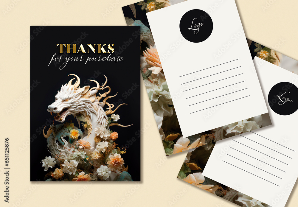 Gift Card Chinese New Year Dragon 2024, Generated by Ai Stock Template