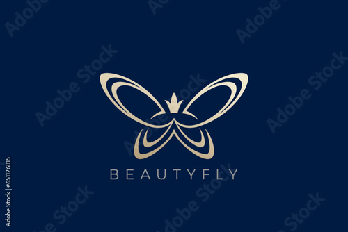 Butterfly Logo Elegant Beauty Fashion Luxury Jewelry Design Vector template. Cosmetics Brand Logotype concept icon.