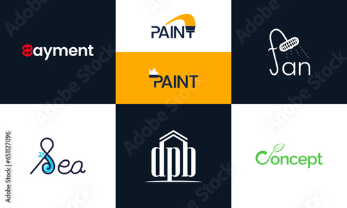 Letter mark logo design. Modern, Monogram, Wordmark, Creative and Business branding logo. Payment, paint, fan, sea, concept