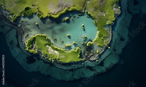 beautiful island view from above, ai generative