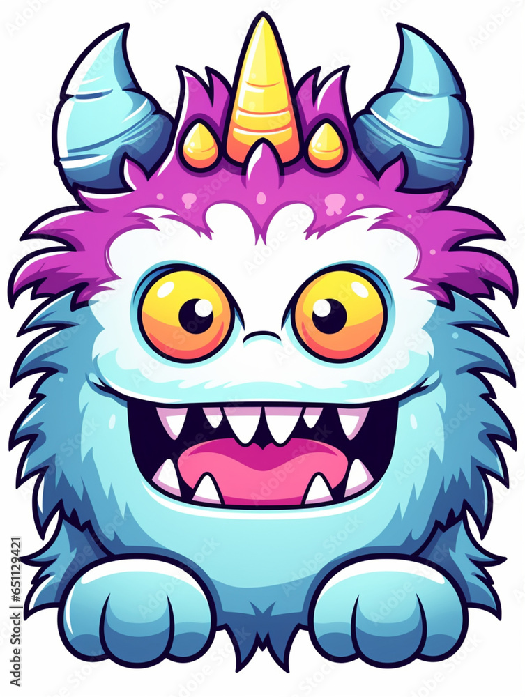 cartoon blue monster funny print design