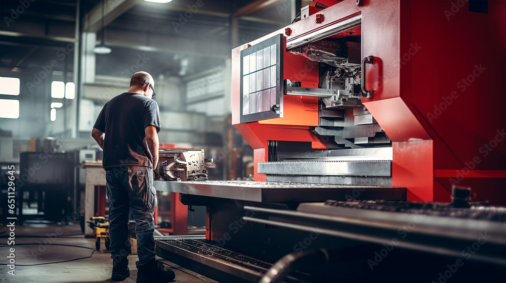 Fototapeta premium Worker testing quality of vegetable production line