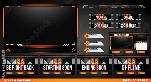 Orange gradient gradient Stream Gaming overlay element design