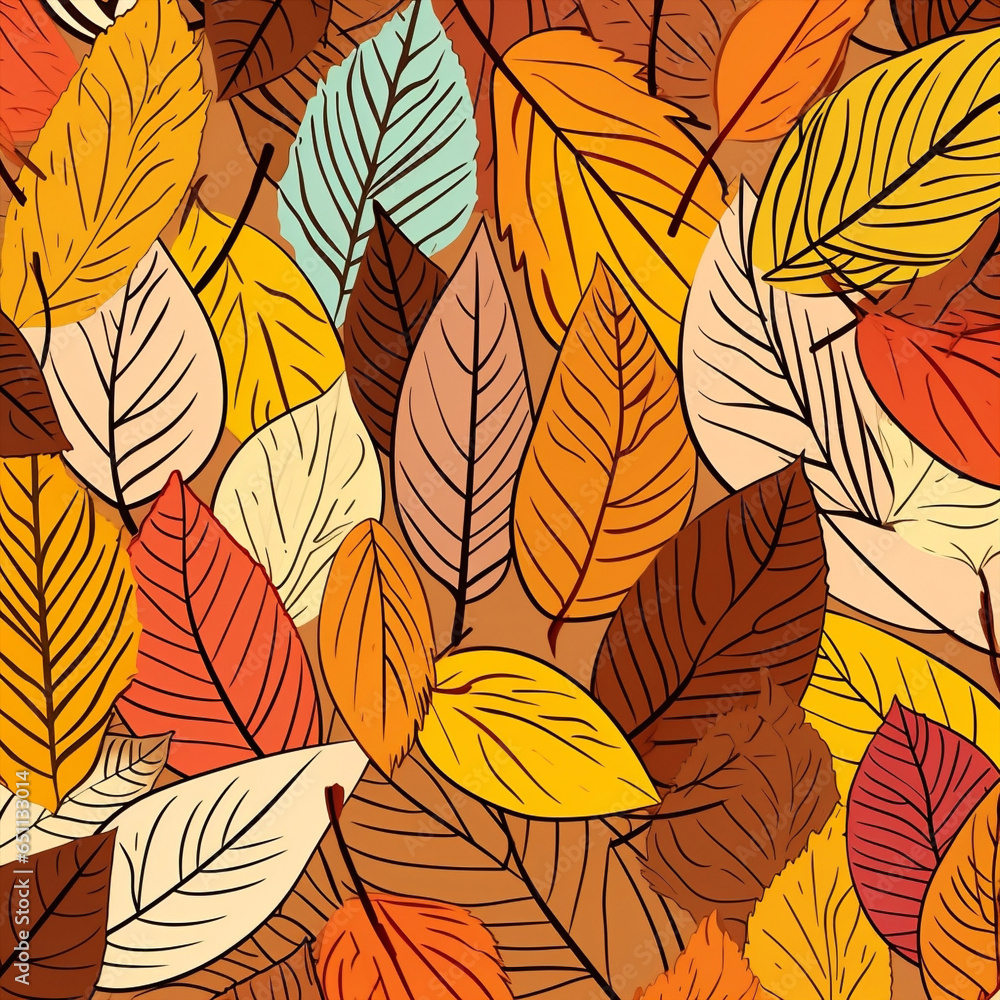 Nature illustration plant set leaf background print art pattern abstract autumn design Nature illustration plant set leaf background print art pattern abstract autumn design