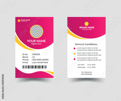 ID card design template, office id card, business id card, customize id card, Id cards design, corporate id card design, vector.	