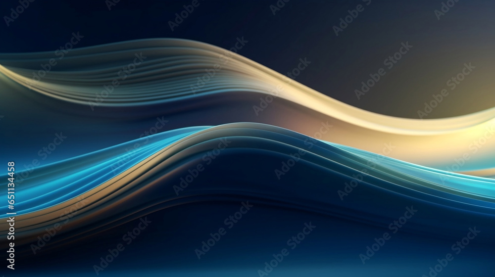 Obraz premium Blue and yellow dynamic wave futuristic technology abstract background.