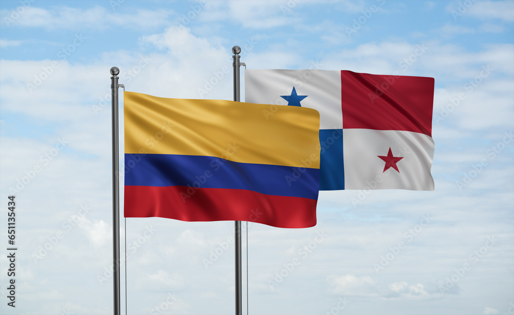 Panama and Colombia flag Panama and Colombia flag
