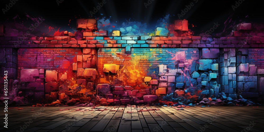 Fototapeta premium Graffiti brick wall