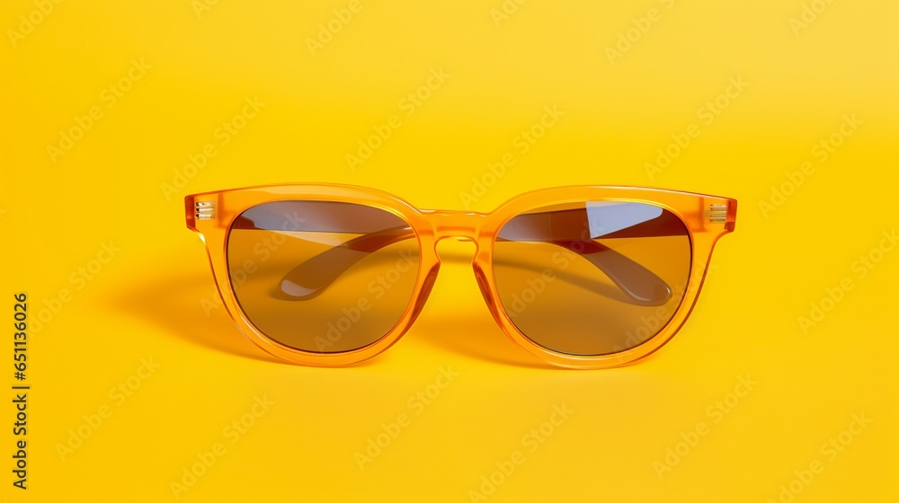 Yellow sunglasses in a studio shot. Concept of coming summer Yellow sunglasses in a studio shot. Concept of coming summer