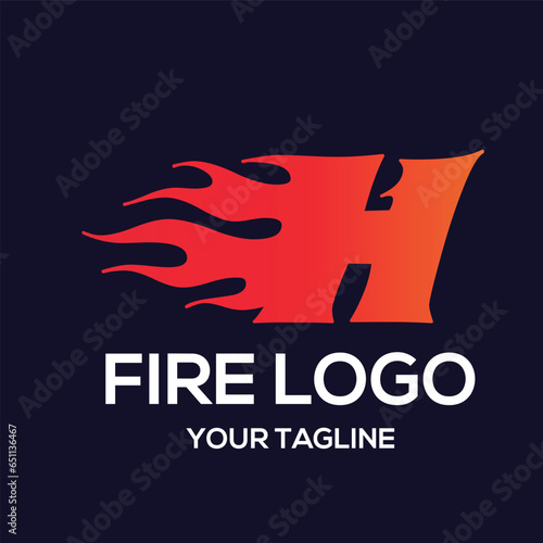 H letter logo, fire flames logo design.