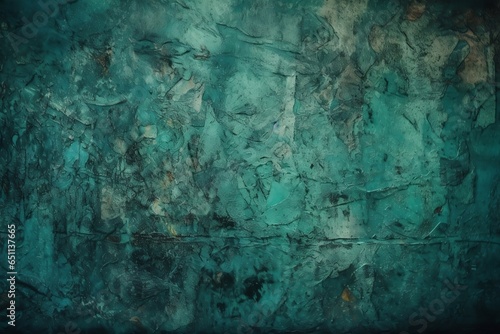 Abstract Grunge Decorative Turquoise Dark Wall background. Backdrop for food photography. Generative AI.