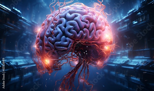 artificial intelligence brain illustration, ai generative