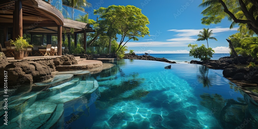 Luxury tropical vacation. Spa swimming pool