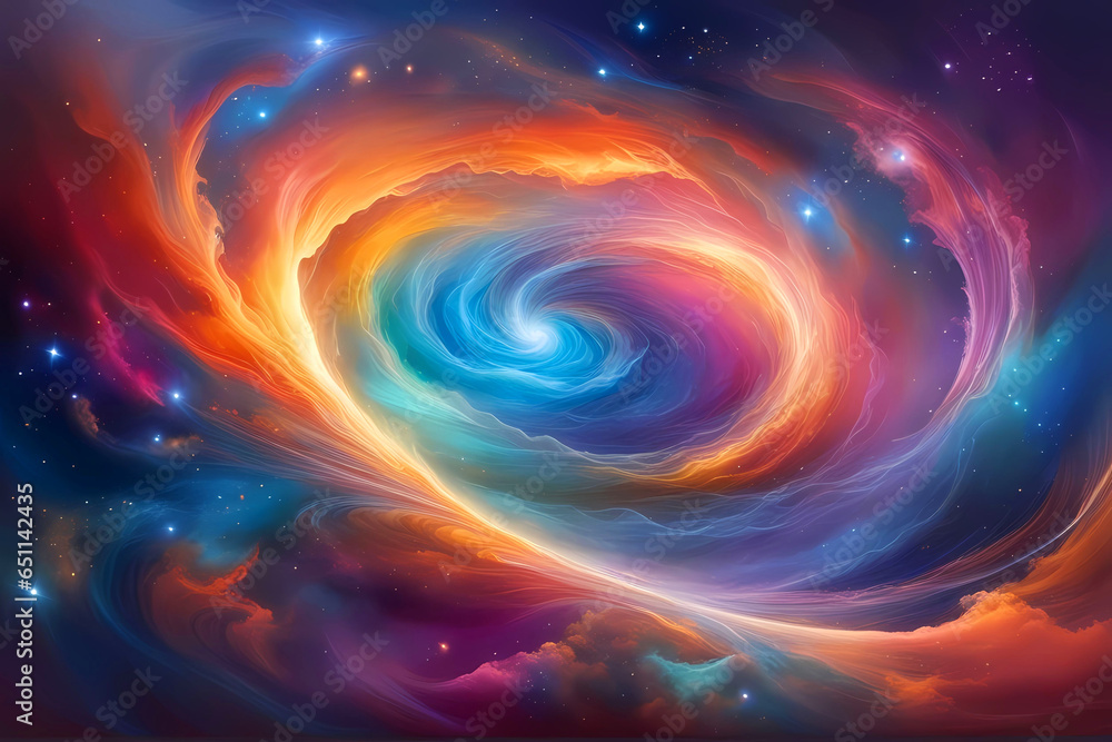 Colorful swirly colors forming the image of universe.