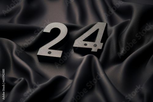 24 number on silk fabric texture new year concept design created with generative ai photo