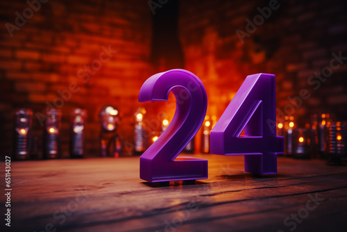 24 number design 3d violet color created with generative ai photo