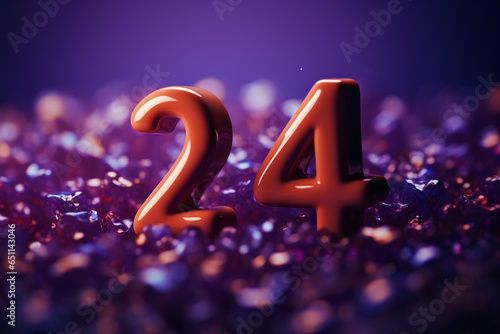 24 number design 3d violet color created with generative ai photo