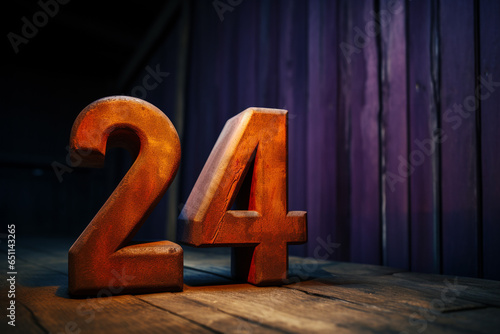 Wooden style 2024 new year lettering concept created with generative ai