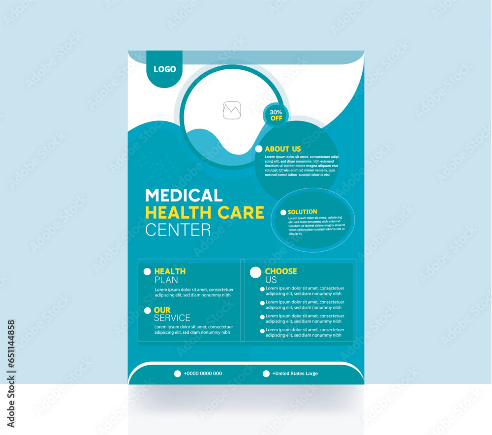 Obraz premium Healthcare flyer corporate medical brochure design hospital banner background template