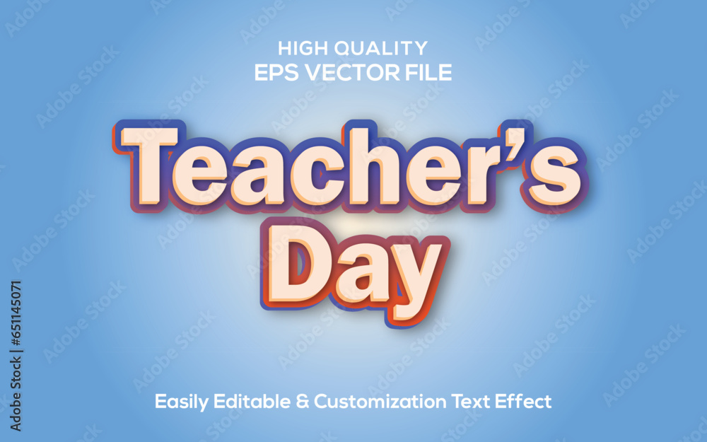 3D Colorful teacher's day text effect