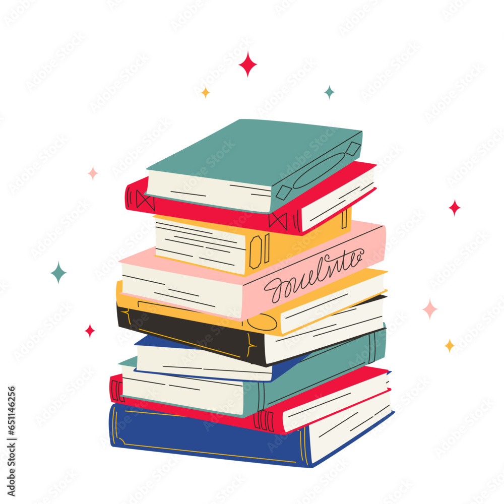 World book day. Stack of books isolated on a white background. Hand drawn educational vector illustrations World book day. Stack of books isolated on a white background. Hand drawn educational vector illustrations