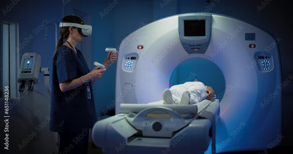 Futuristic Concept In Medical Laboratory Room, Female Doctor Wearing