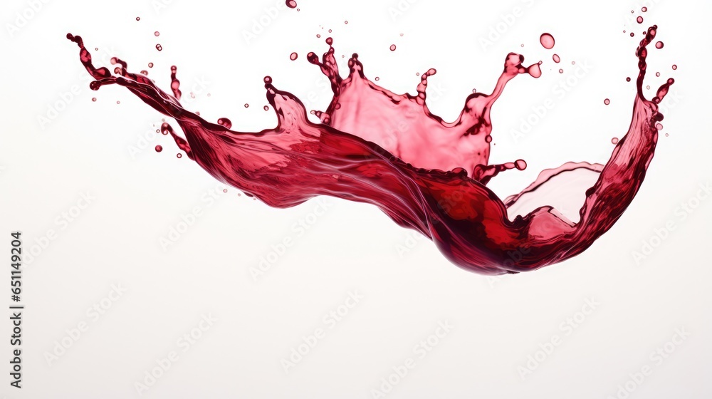 Red wine splashes isolated on white background. Red liquid flowing backdrop Red wine splashes isolated on white background. Red liquid flowing backdrop