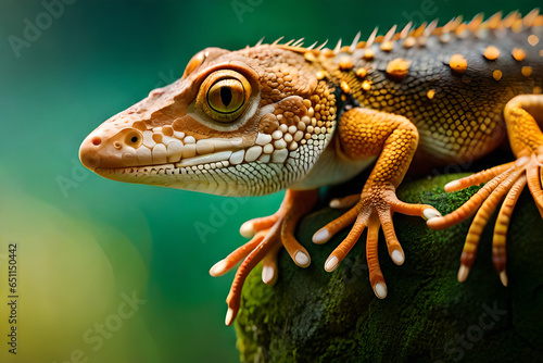 yellow lizard in wild forest