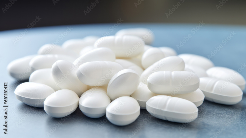 White pills background. Health supplement and science medicine research concept White pills background. Health supplement and science medicine research concept