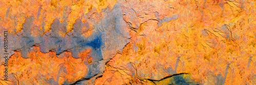 Rust stone wall in panorama view or grunge stone texture image use for stone background	