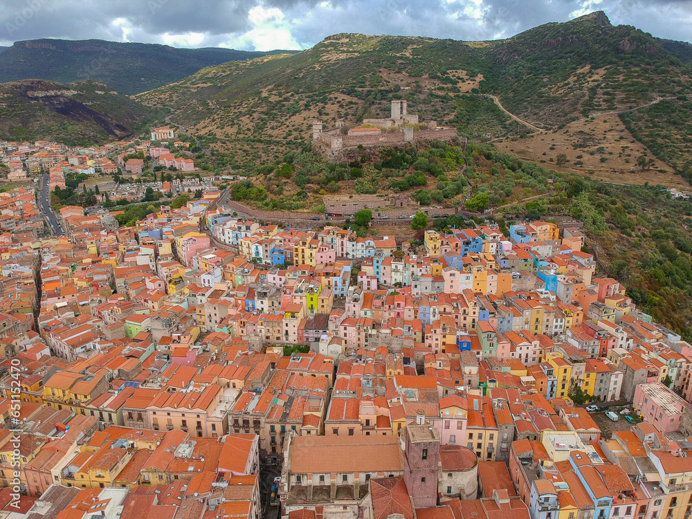 Small city of Bosa in Italy, Sardinia