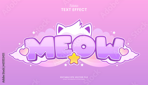 decorative editable purple cat text effect vector design