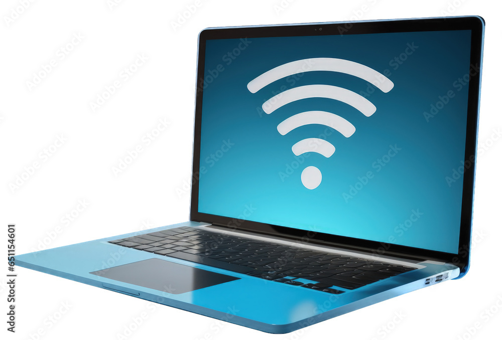 Laptop with wifi signal, png transparent background. Generative AI Laptop with wifi signal, png transparent background. Generative AI