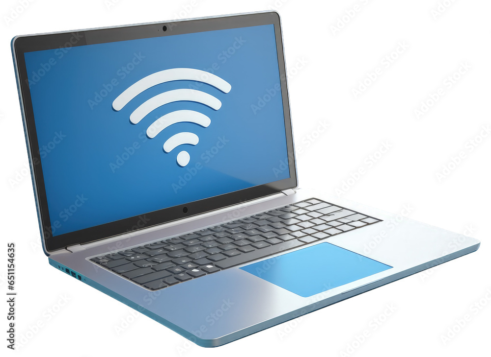 Laptop with wifi signal, png transparent background. Generative AI Laptop with wifi signal, png transparent background. Generative AI