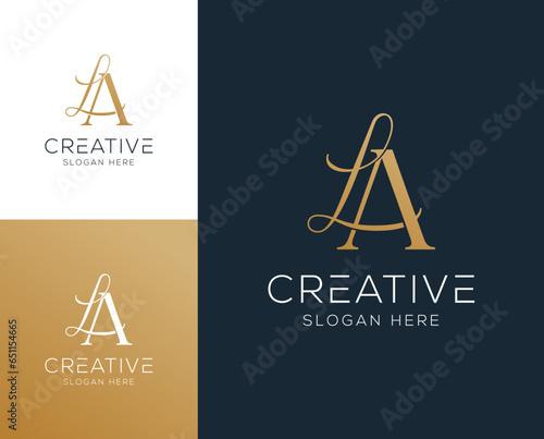 Quadro em tela Initial letter AL, LA logo design vector illustration