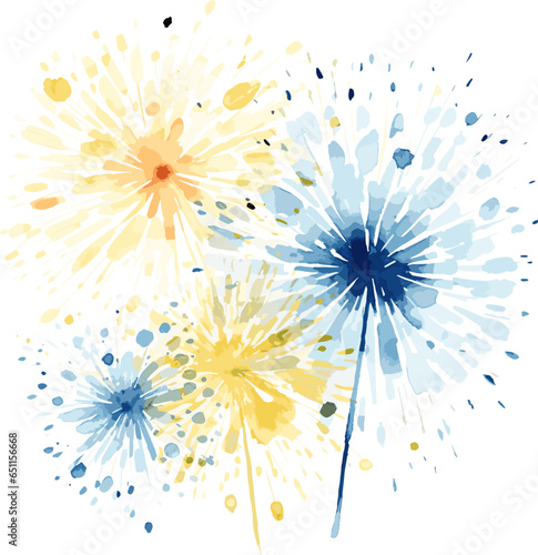 vector happy new year fireworks. blue fireworks. new year decoration vector illustration on white background. AI generated illustration © Gulafshan